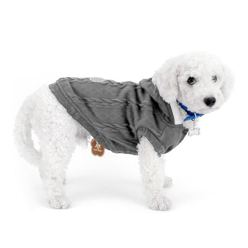 Hoodie Sweater Coat For Small Dogs Cats (Grey)