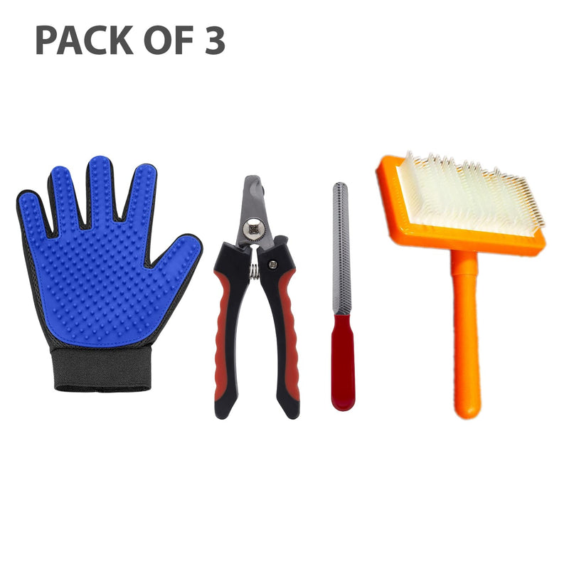 Pet Grooming Kit: Brush and Combs, Pet Nail Clipper, Grooming Glove