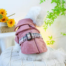 Premium Winter Suede Trench Coat with Plaid Belt For Dog & Cat