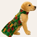 Ethnic Golden Dress with Ruffled Sleeves For Female Dogs