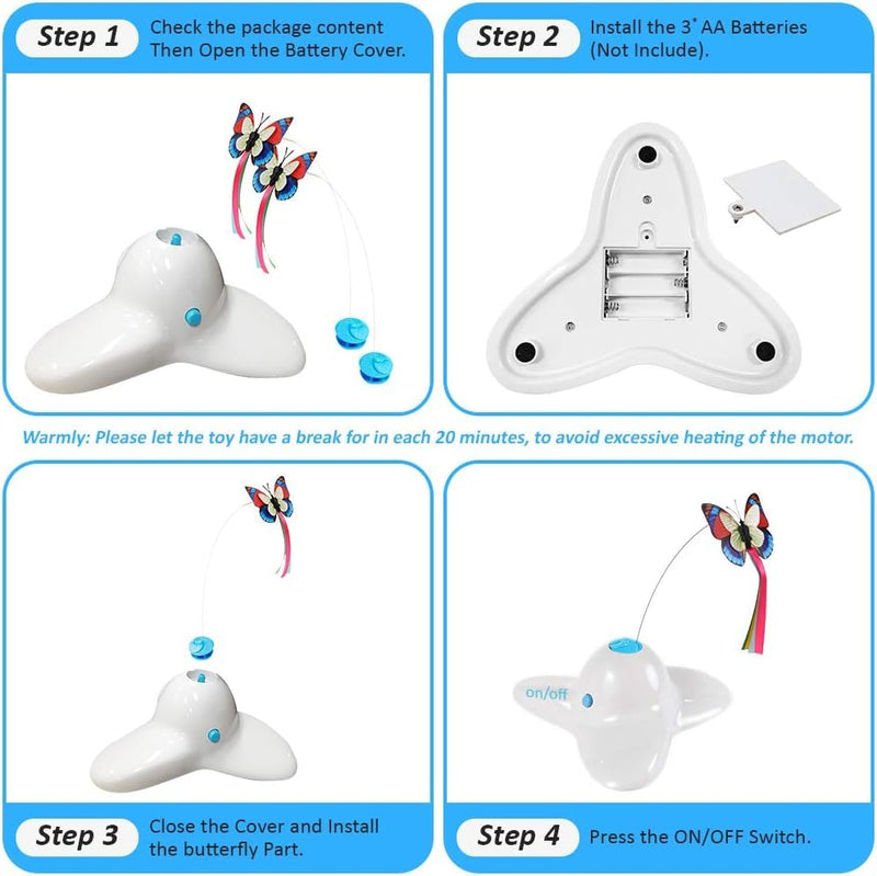 Automatic Rotating Teaser Toy with Fluorescent Butterfly For Cats & Kittens