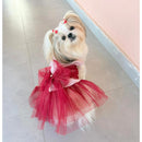 Dog Dress for Girls Dogs and Cats - Red Pink