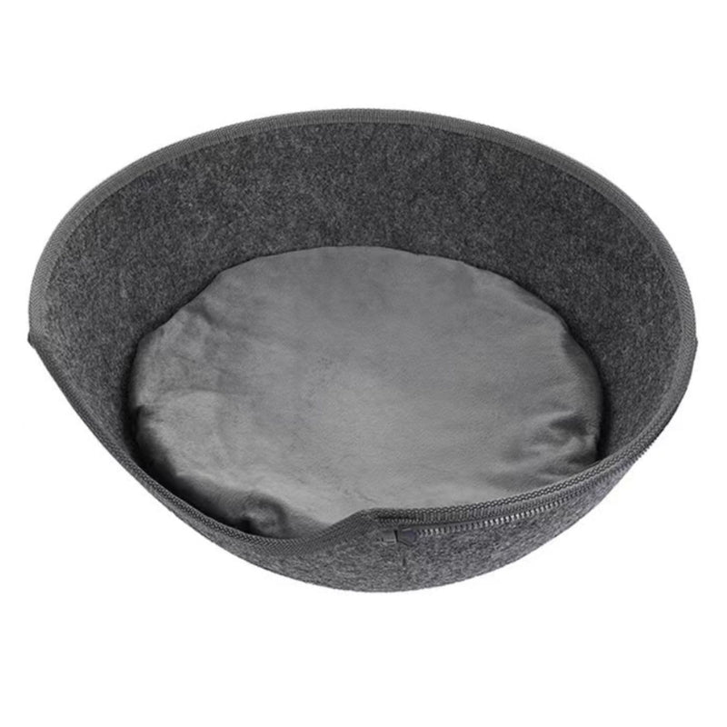 Cozy Enclosed Pet House with Removable Cushion for Cats, Kittens, and Small Pets (Dark Grey)
