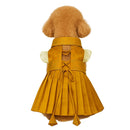 Ethnic Golden Dress with Ruffled Sleeves For Female Dogs