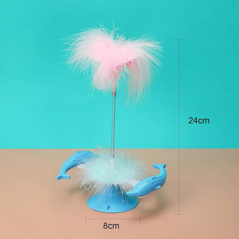 Interactive Feather Tumbler Spring Spinning Cat Toy