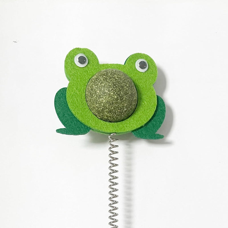 Frog-Shaped Cat Chew Wand Toy with Catnip and Plug