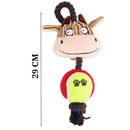 Plush Dog Toy With Rope & Tennis Ball Squeaker Inside
