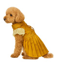 Ethnic Golden Dress with Ruffled Sleeves For Female Dogs