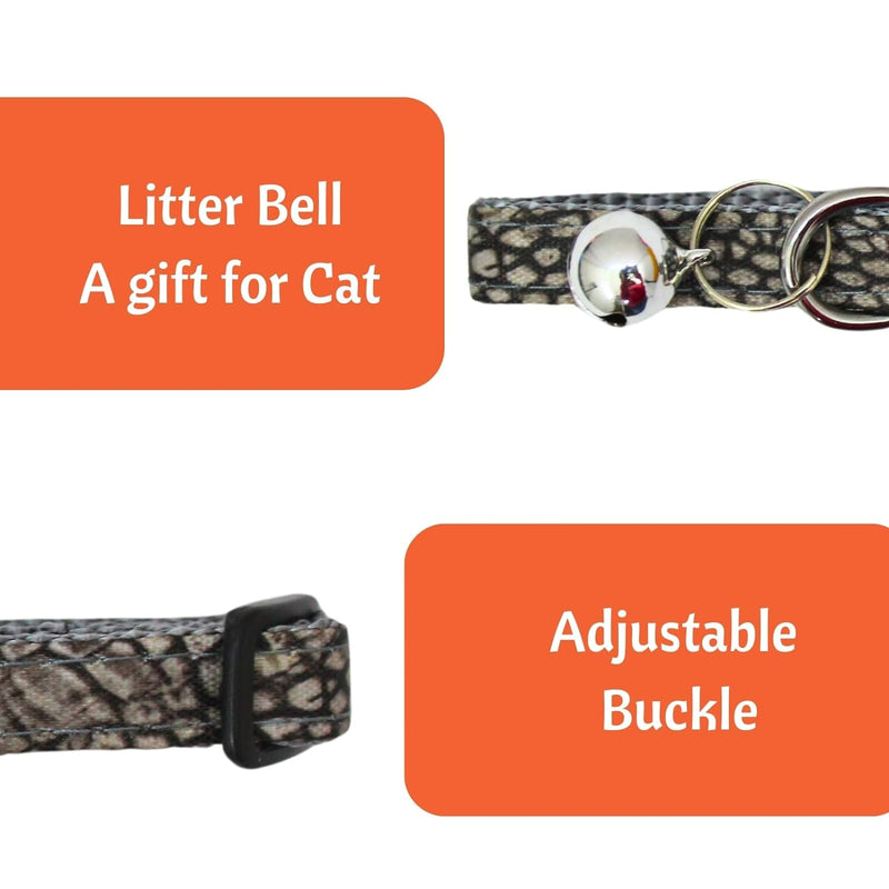 Adjustable Cat Collar with Bell  &  Safety Buckle | Pack of 3