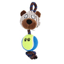 Plush Dog Toy With Rope & Tennis Ball Squeaker Inside