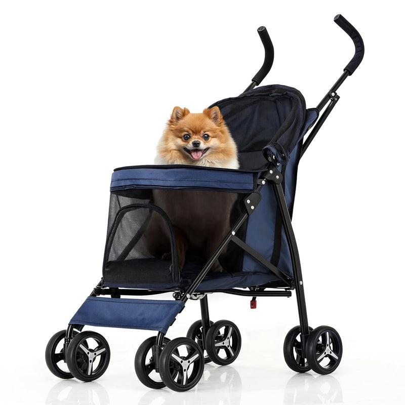 Lightweight Compact Pet Stroller with Umbrella Fold for Small Medium Dogs