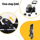4-Wheel Stroller for Small Medium Dogs & Cats (Black-White)
