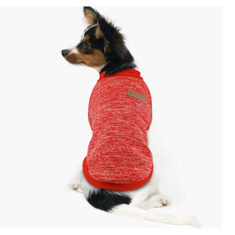 Classic Knitwear Sweater For Small Dogs Cats (Orange-Red)