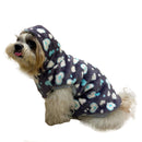 Winter Hoodie Jacket for Small Breed Dog (Navy Blue With White And Teal Spots)