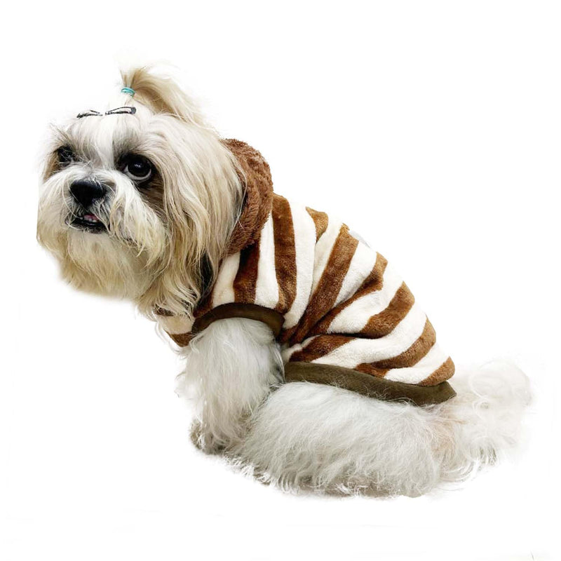 Winter Hoodie Jacket for Small Breed Dog (Brown-White)