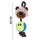 Plush Dog Toy With Rope & Tennis Ball Squeaker Inside