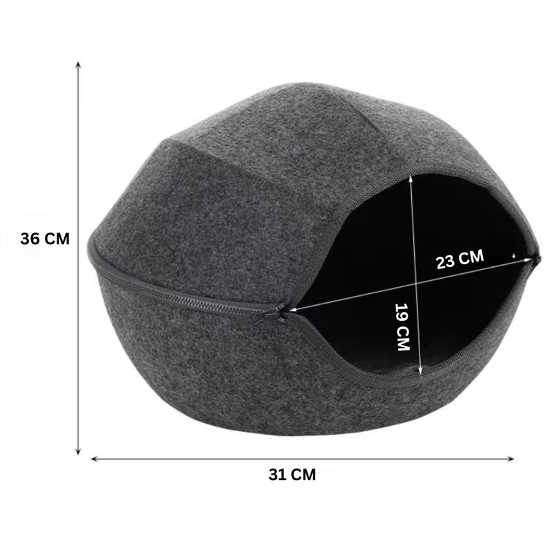 Cozy Enclosed Pet House with Removable Cushion for Cats, Kittens, and Small Pets (Dark Grey)
