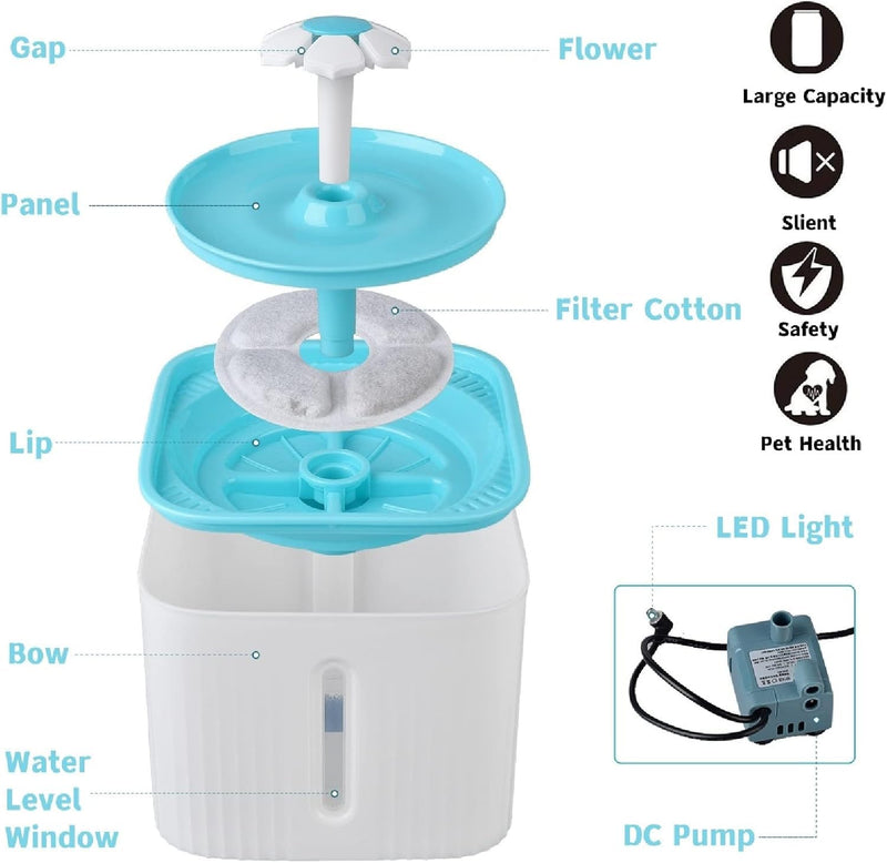 2.5L Cat Water Fountain For Small Pets