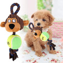 Plush Dog Toy With Rope & Tennis Ball Squeaker Inside