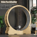 Wooden Cat Exercise Wheel with Carpeted Runway