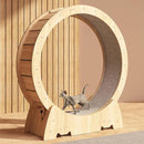 Wooden Cat Exercise Wheel with Carpeted Runway