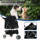 Foldable Stroller for Small Medium Dogs & Cats (Black)