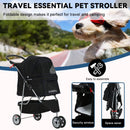 Foldable Stroller for Small Medium Dogs & Cats (Black)