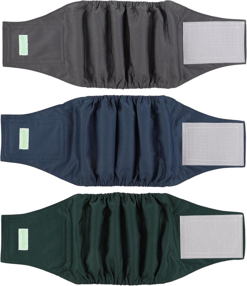 Washable Male Reusable Dog Diapers Pack of 3 Small (Blue, Green, Brown)