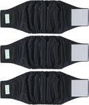 Washable Male Reusable Dog Diapers Pack of 3 Small (Black)