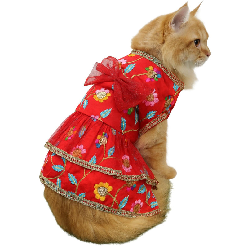 Traditional Floral Dress For Dog & Cat