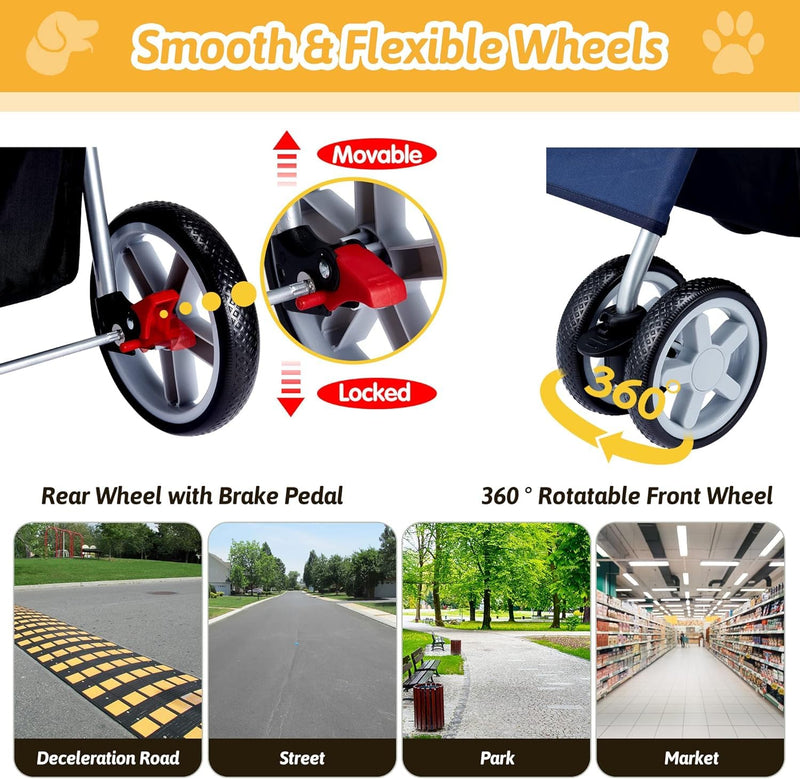 Cup Holder Portable Travel Stroller for Dogs, Cats & Small Animals
