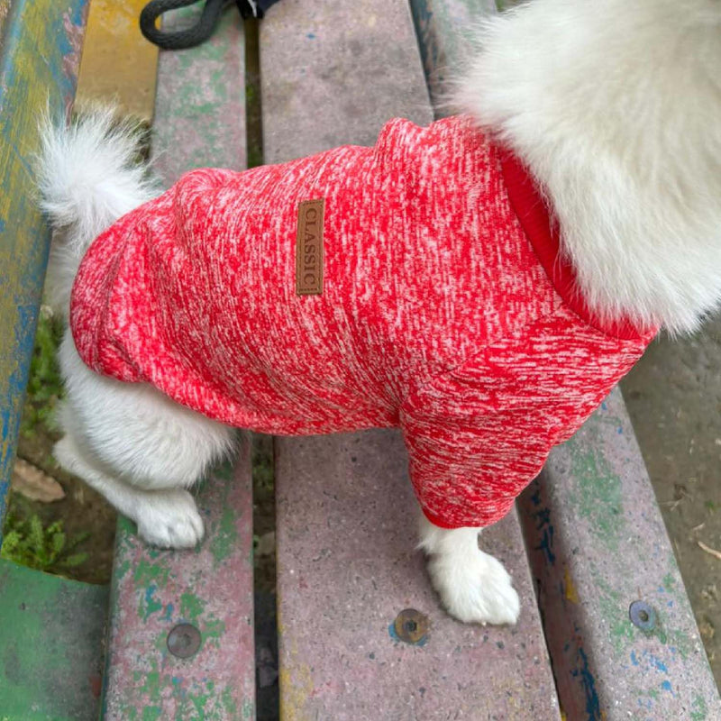 Classic Knitwear Sweater For Small Dogs Cats (Orange-Red)