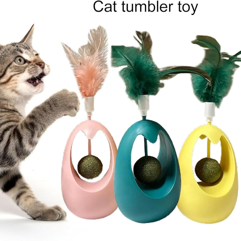Interactive Feather Tumbler Cat Toy