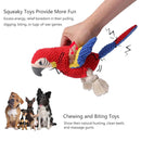 Parrot Plush Squeaky Dog Toy with Rope Legs
