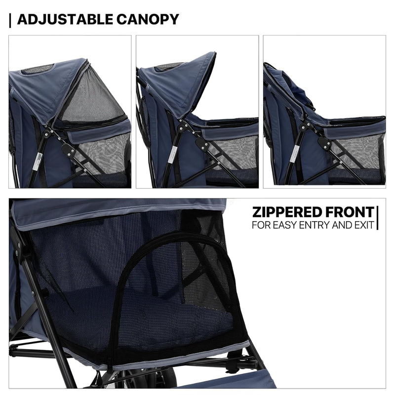 Lightweight Compact Pet Stroller with Umbrella Fold for Small Medium Dogs