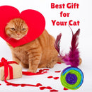 Interactive Rainbow Feather Ball Cat Toy with Bells