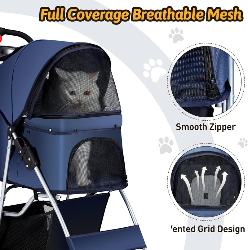 Cup Holder Portable Travel Stroller for Dogs, Cats & Small Animals