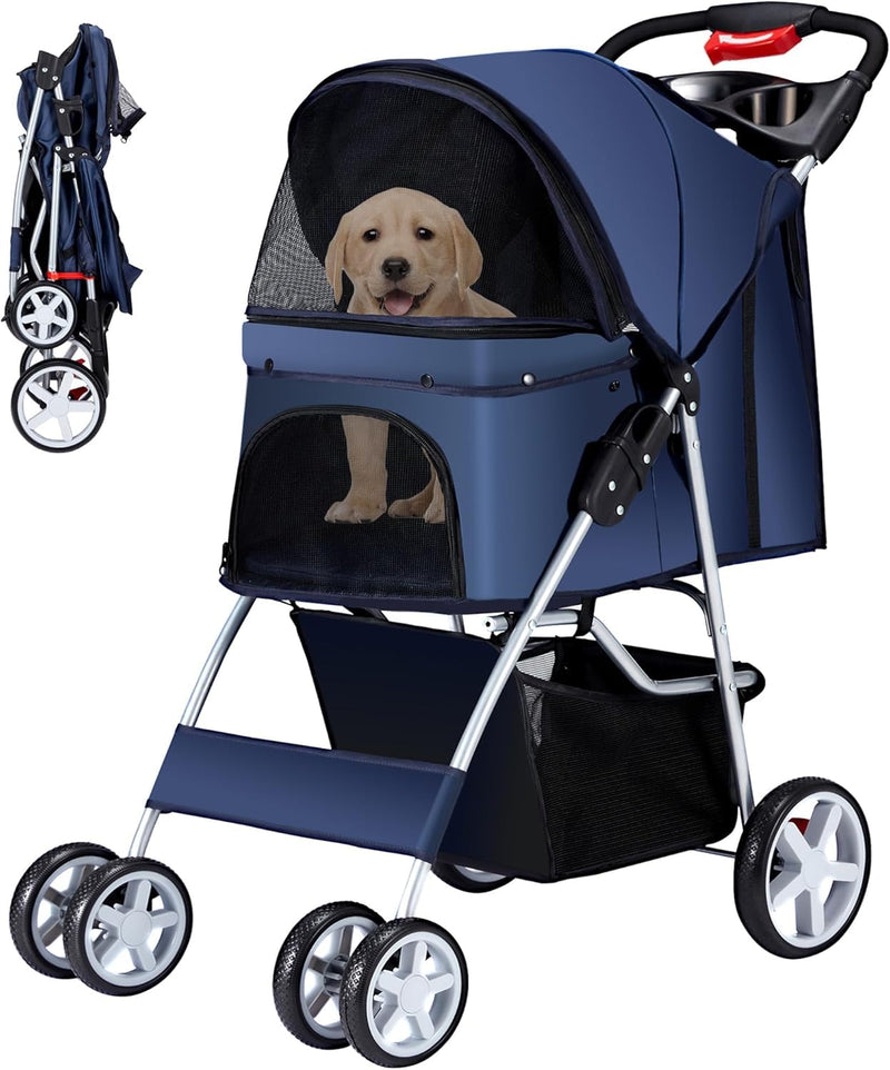 Cup Holder Portable Travel Stroller for Dogs, Cats & Small Animals
