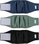 Washable Male Reusable Dog Diapers Pack of 3 Small (Blue, Green, Black)