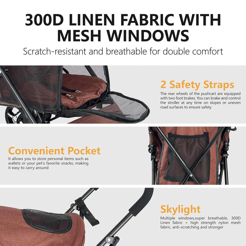 Lightweight Compact Pet Stroller with Umbrella Fold for Small Medium Dogs
