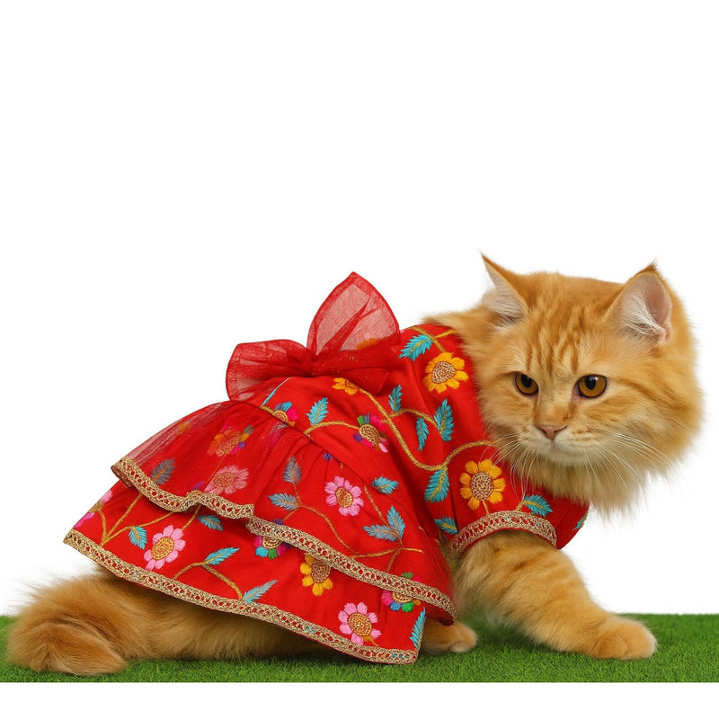 Traditional Floral Dress For Dog & Cat