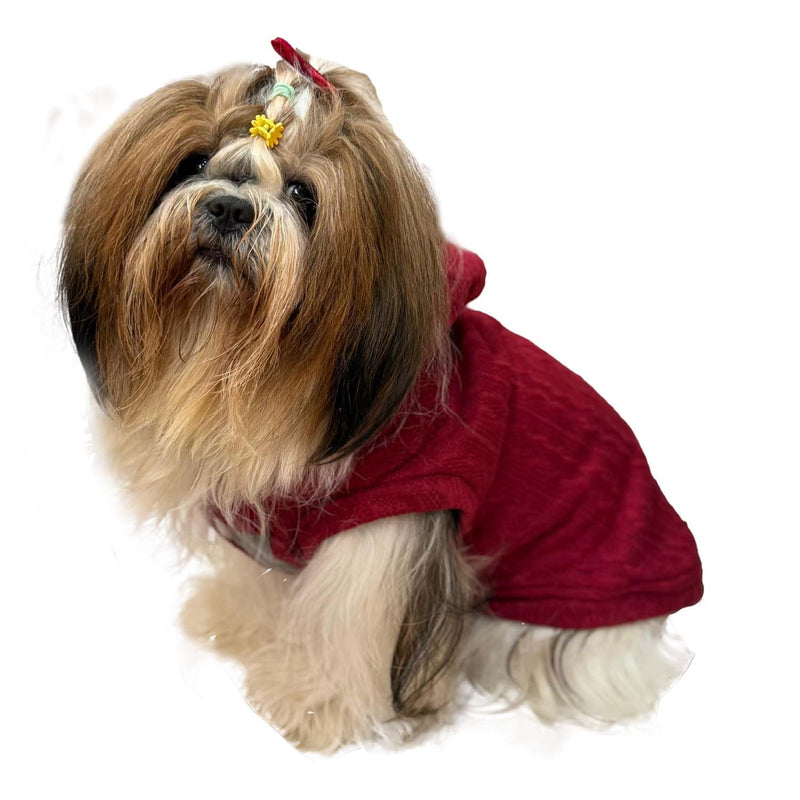 Hoodie Sweater Coat For Small Dogs Cats (Maroon)