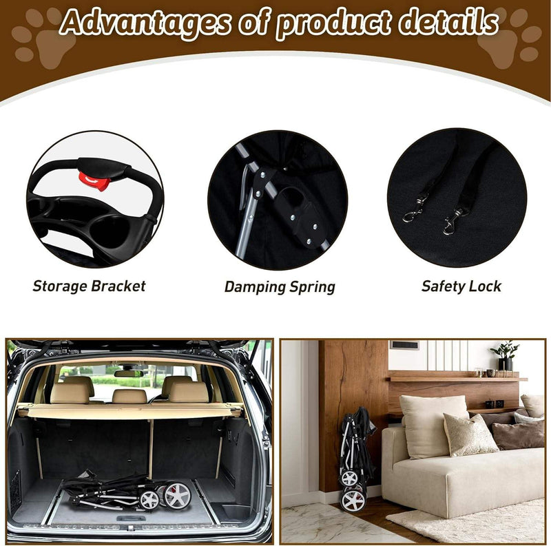 Cup Holder Portable Travel Stroller for Dogs, Cats & Small Animals