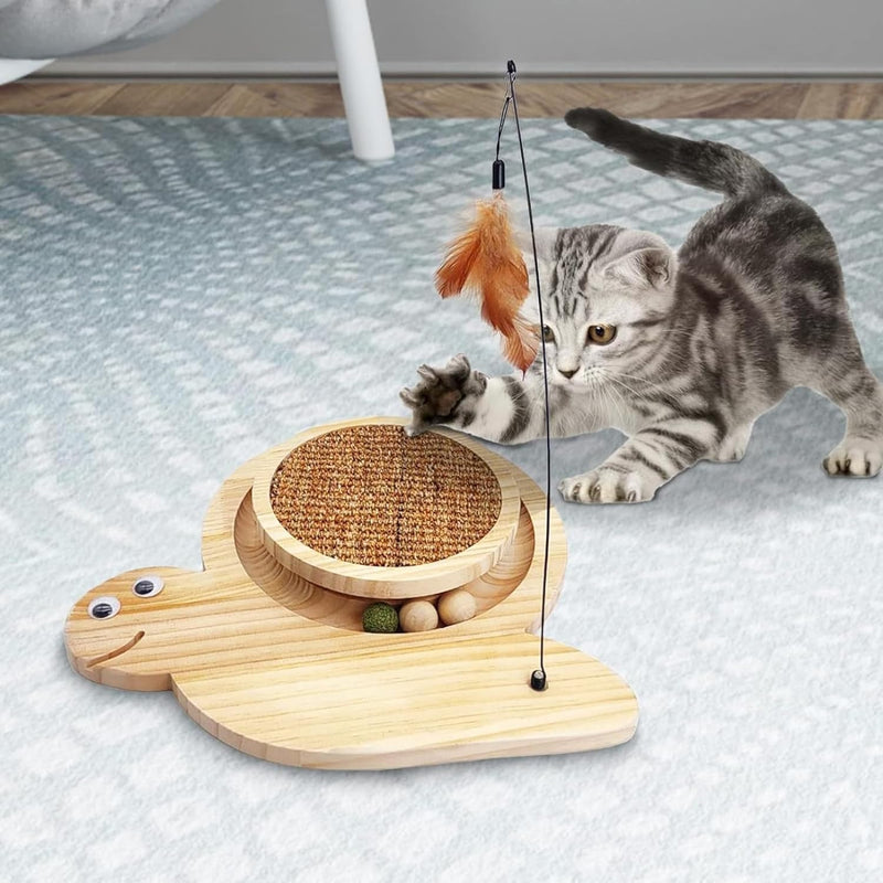 Natural Sisal Cat Scratching Board Toy with Catnip Ball and Toy Roller