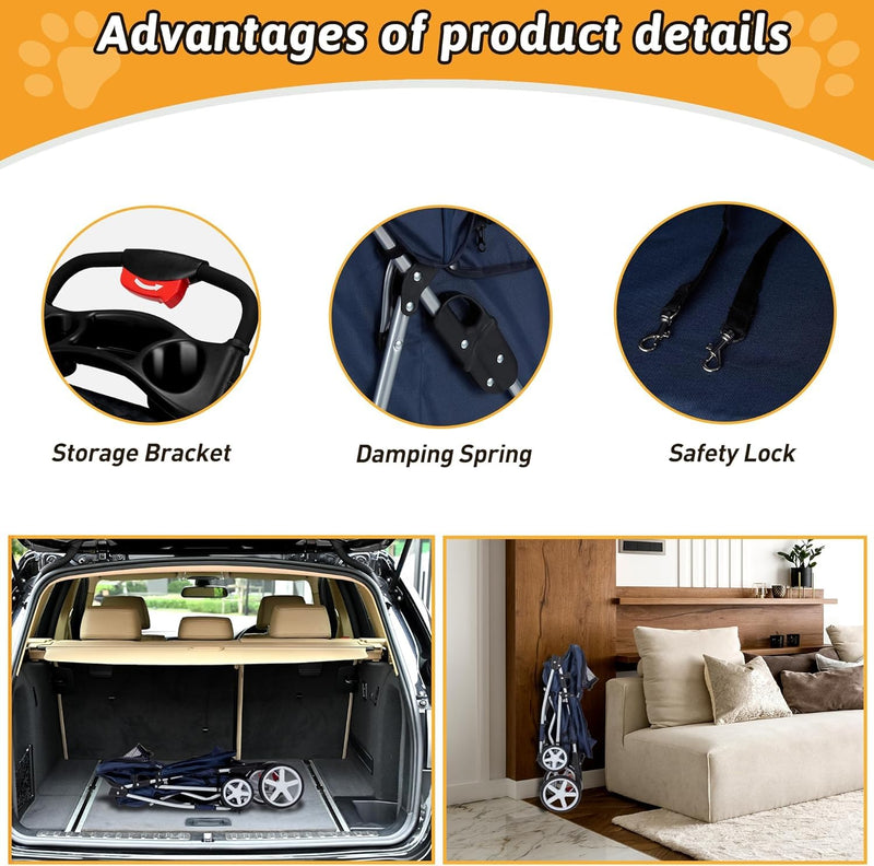 Cup Holder Portable Travel Stroller for Dogs, Cats & Small Animals