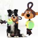 Plush Dog Toy With Rope & Tennis Ball Squeaker Inside