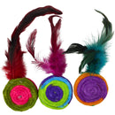 Interactive Rainbow Feather Ball Cat Toy with Bells