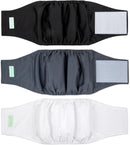 Washable Male Reusable Dog Diapers Pack of 3 Small (Black, White, Grey)