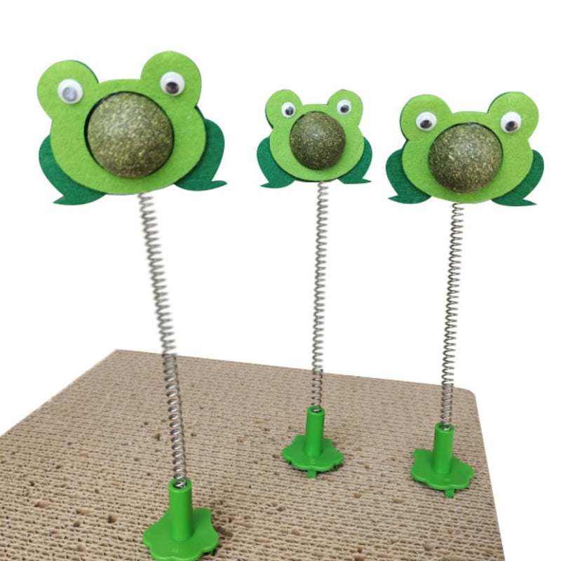 Frog-Shaped Cat Chew Wand Toy with Catnip and Plug