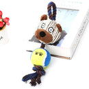 Plush Dog Toy With Rope & Tennis Ball Squeaker Inside